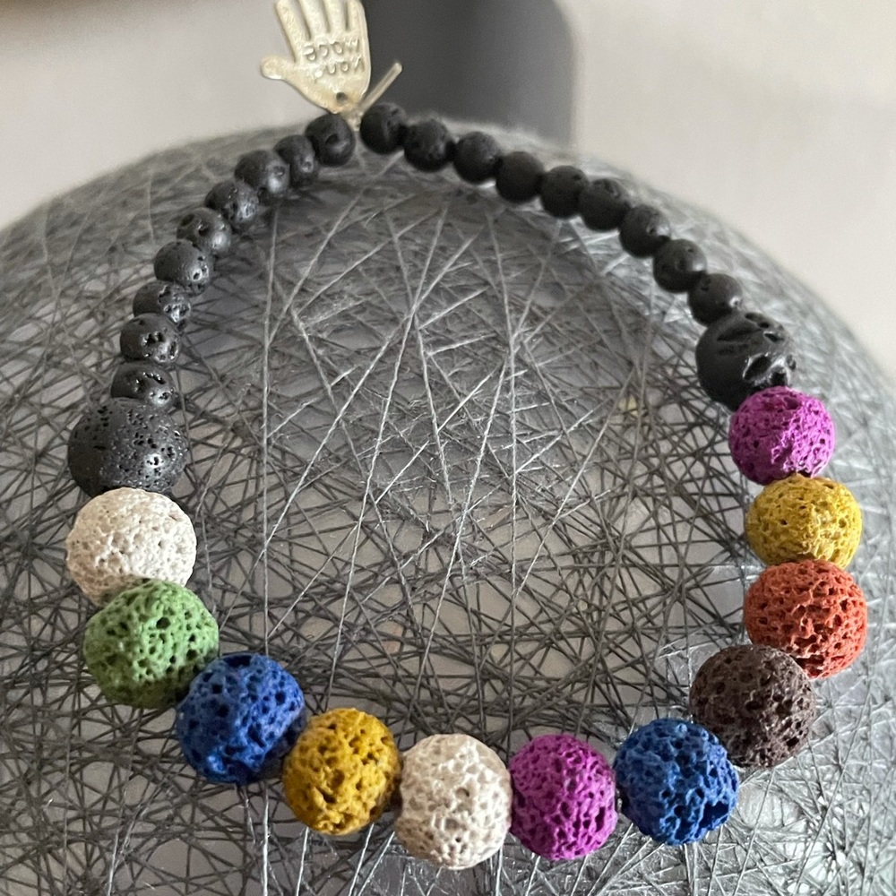 Coloured lava stone beaded bracelet